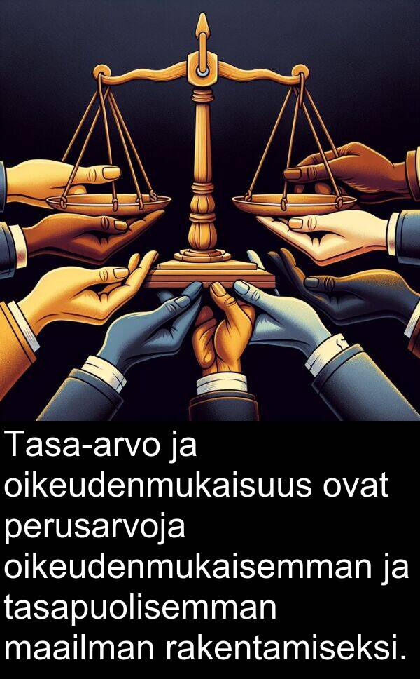maailman: Tasa-arvo ja oikeudenmukaisuus ovat perusarvoja oikeudenmukaisemman ja tasapuolisemman maailman rakentamiseksi.