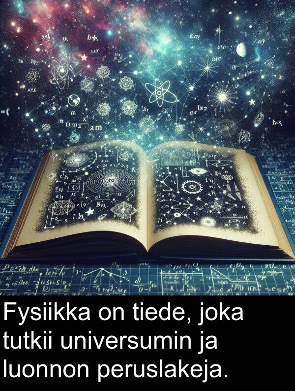 peruslakeja: Fysiikka on tiede, joka tutkii universumin ja luonnon peruslakeja.