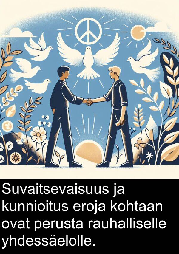 rauhalliselle: Suvaitsevaisuus ja kunnioitus eroja kohtaan ovat perusta rauhalliselle yhdessäelolle.