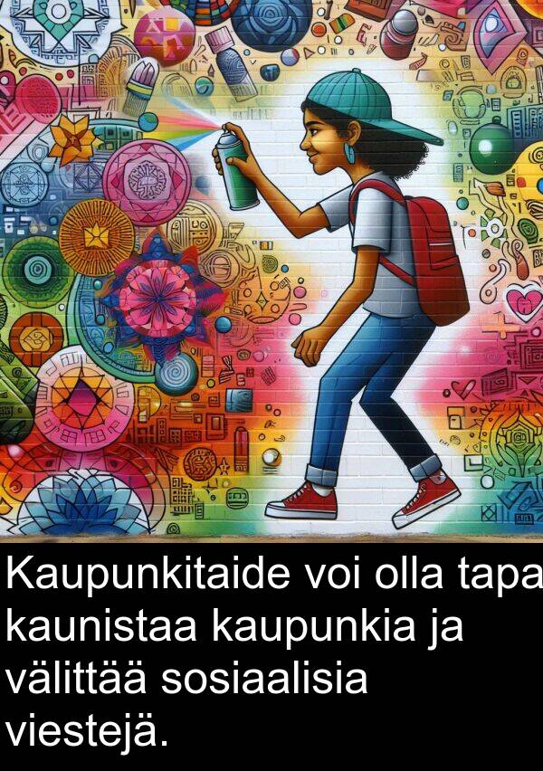 sosiaalisia: Kaupunkitaide voi olla tapa kaunistaa kaupunkia ja välittää sosiaalisia viestejä.