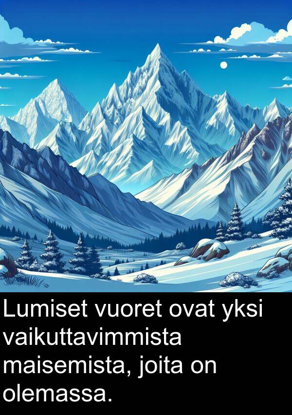 olemassa: Lumiset vuoret ovat yksi vaikuttavimmista maisemista, joita on olemassa.