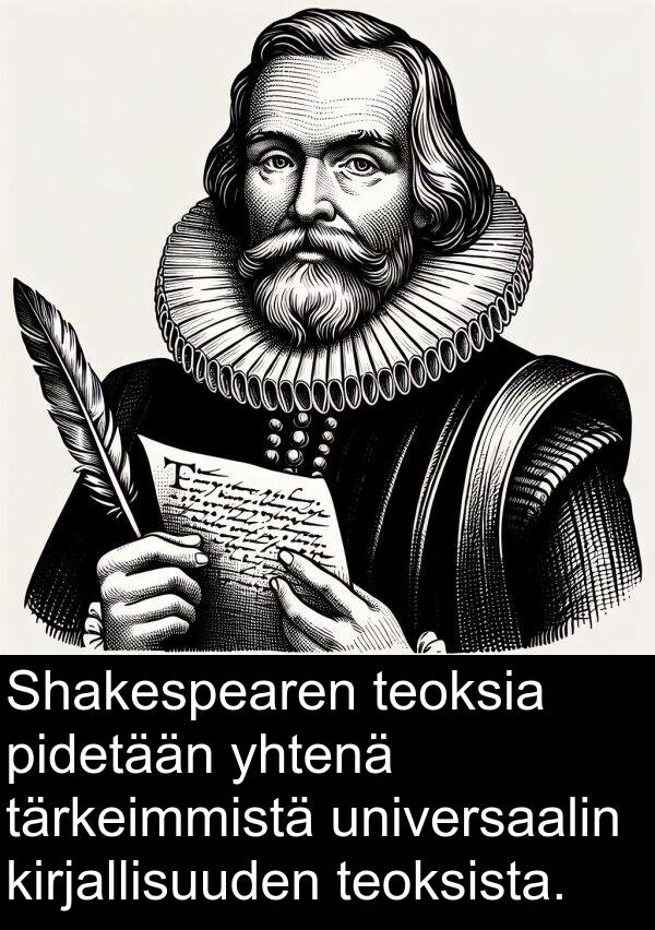 universaalin: Shakespearen teoksia pidetään yhtenä tärkeimmistä universaalin kirjallisuuden teoksista.