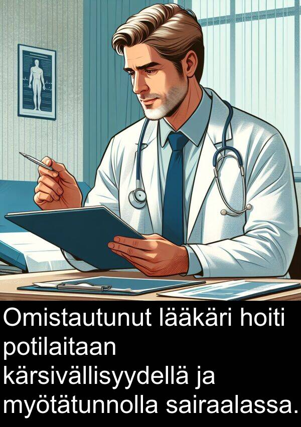 sairaalassa: Omistautunut lääkäri hoiti potilaitaan kärsivällisyydellä ja myötätunnolla sairaalassa.