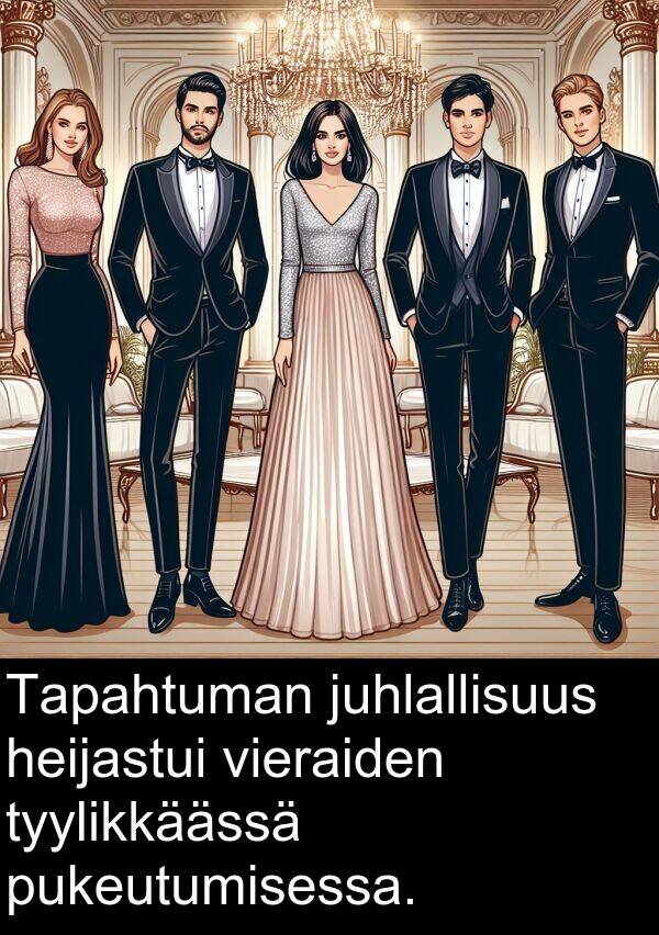 vieraiden: Tapahtuman juhlallisuus heijastui vieraiden tyylikkäässä pukeutumisessa.