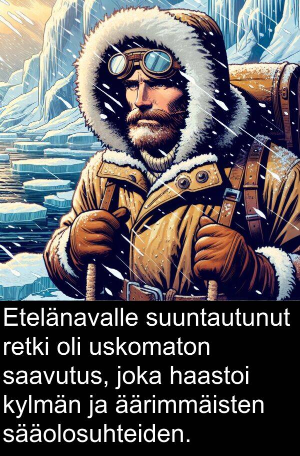 saavutus: Etelänavalle suuntautunut retki oli uskomaton saavutus, joka haastoi kylmän ja äärimmäisten sääolosuhteiden.