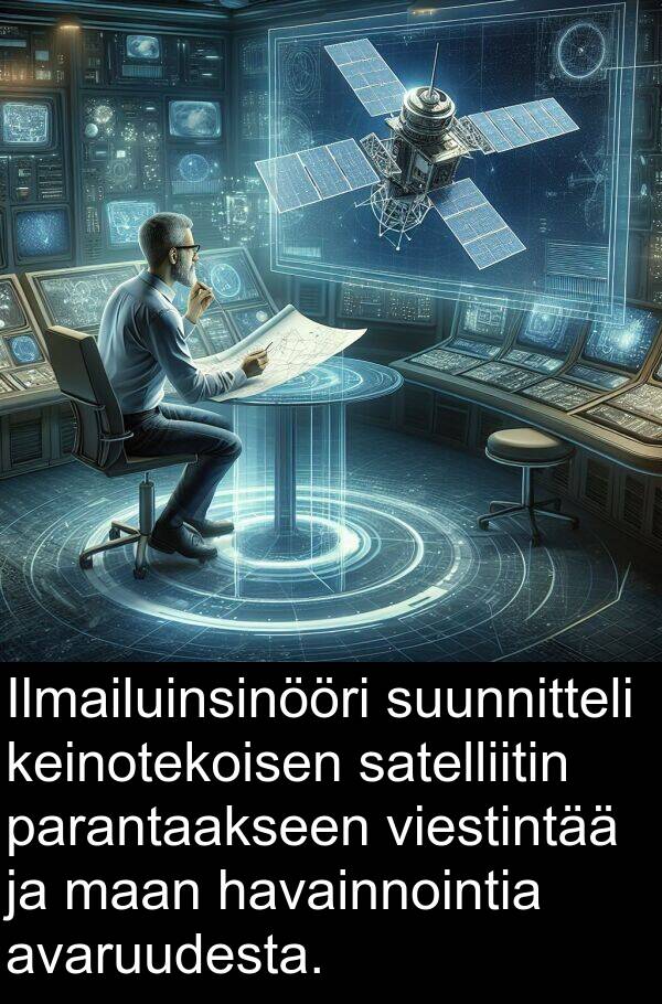 parantaakseen: Ilmailuinsinööri suunnitteli keinotekoisen satelliitin parantaakseen viestintää ja maan havainnointia avaruudesta.