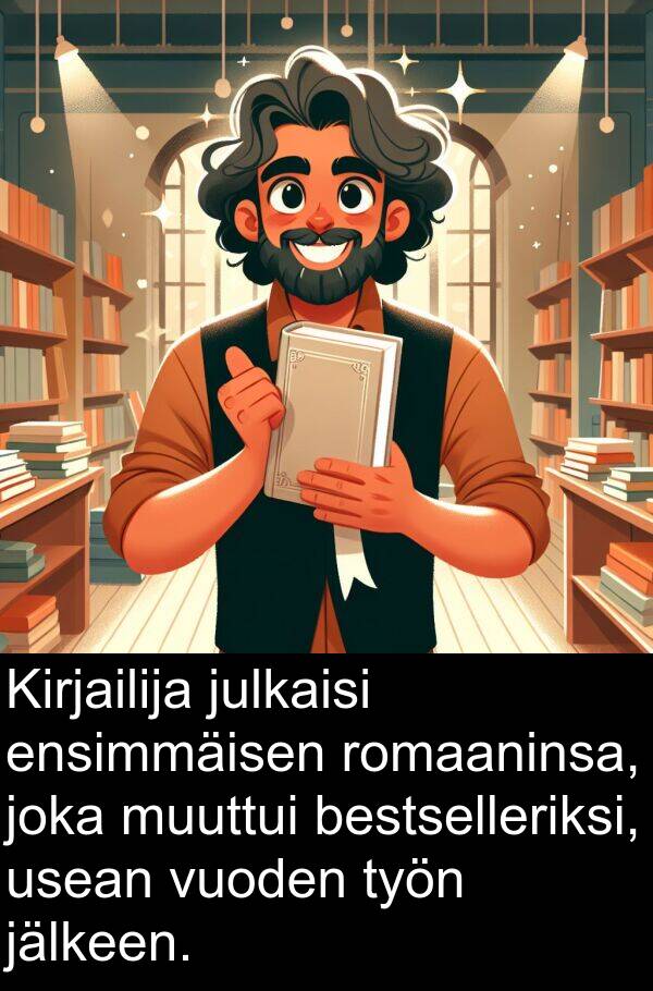 vuoden: Kirjailija julkaisi ensimmäisen romaaninsa, joka muuttui bestselleriksi, usean vuoden työn jälkeen.
