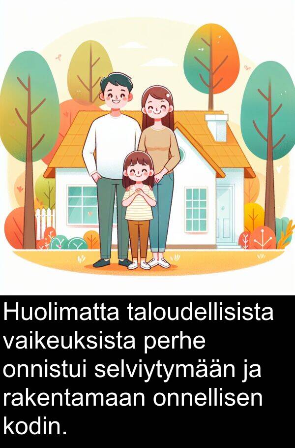selviytymään: Huolimatta taloudellisista vaikeuksista perhe onnistui selviytymään ja rakentamaan onnellisen kodin.