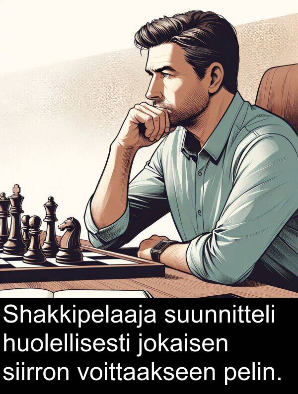jokaisen: Shakkipelaaja suunnitteli huolellisesti jokaisen siirron voittaakseen pelin.