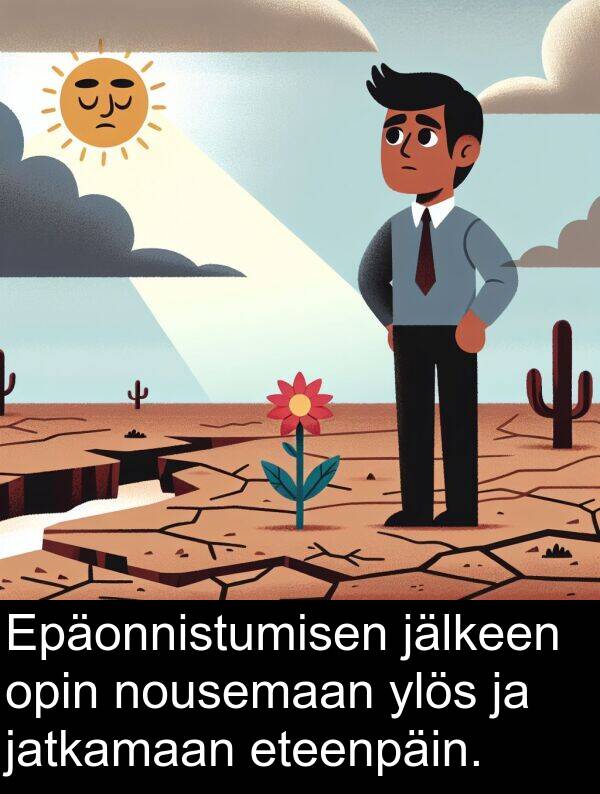 nousemaan: Epäonnistumisen jälkeen opin nousemaan ylös ja jatkamaan eteenpäin.