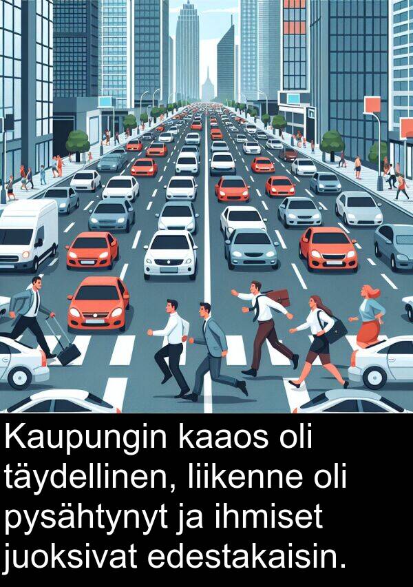 pysähtynyt: Kaupungin kaaos oli täydellinen, liikenne oli pysähtynyt ja ihmiset juoksivat edestakaisin.