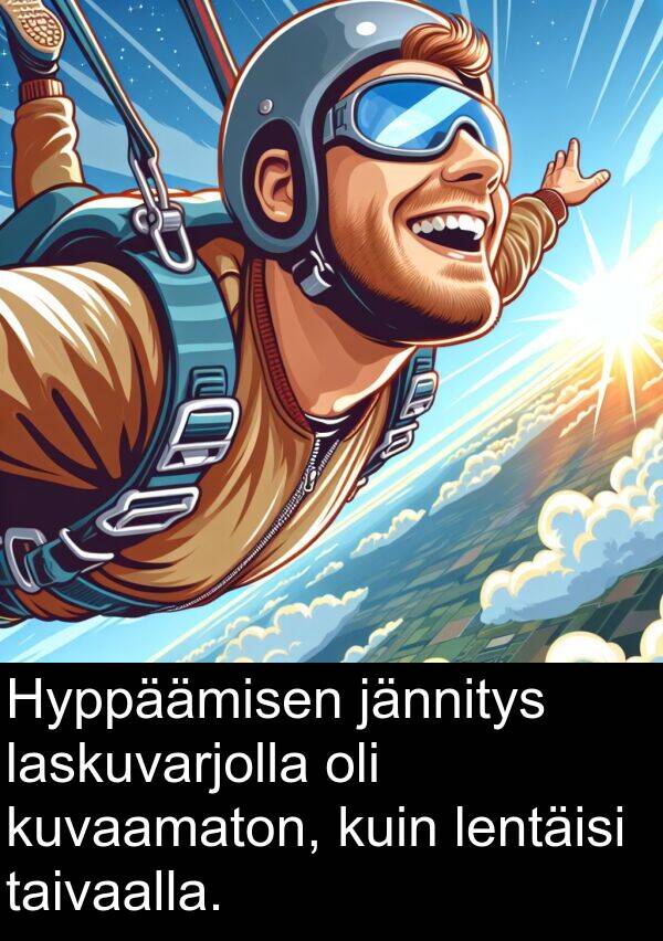 taivaalla: Hyppäämisen jännitys laskuvarjolla oli kuvaamaton, kuin lentäisi taivaalla.