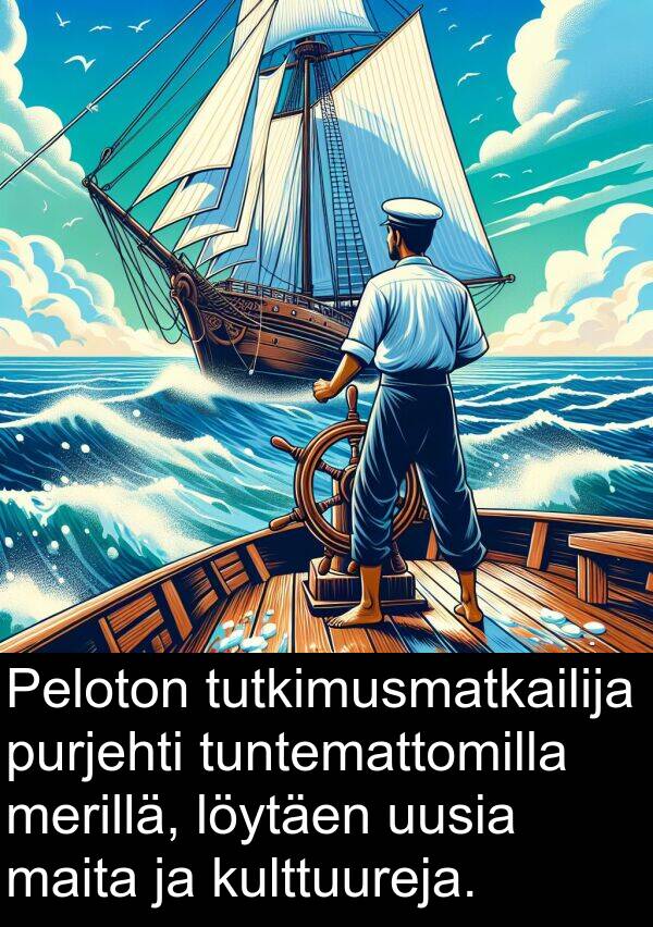merillä: Peloton tutkimusmatkailija purjehti tuntemattomilla merillä, löytäen uusia maita ja kulttuureja.