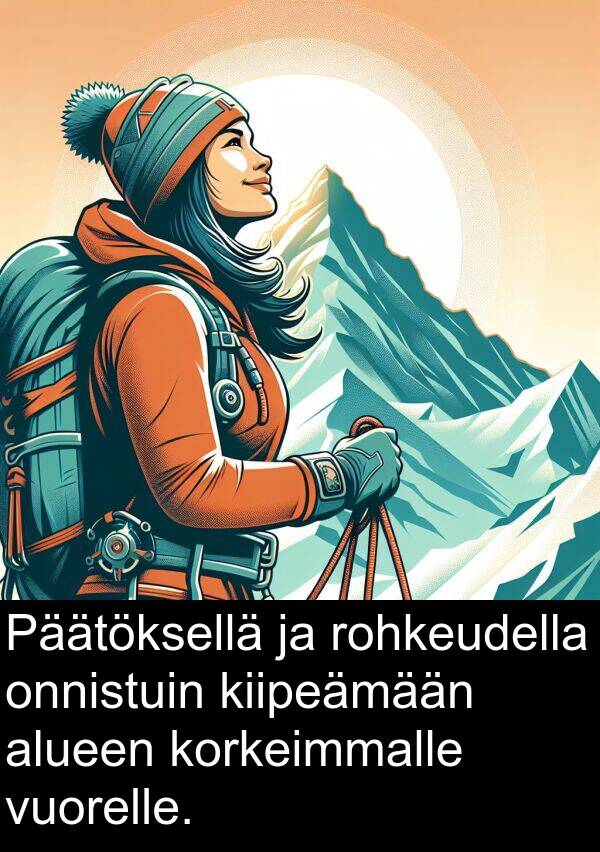 vuorelle: Päätöksellä ja rohkeudella onnistuin kiipeämään alueen korkeimmalle vuorelle.