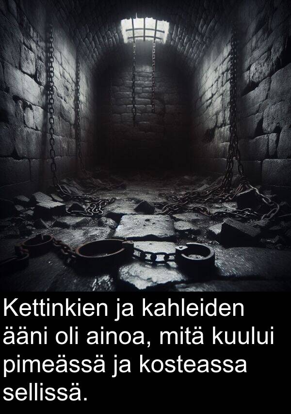 sellissä: Kettinkien ja kahleiden ääni oli ainoa, mitä kuului pimeässä ja kosteassa sellissä.