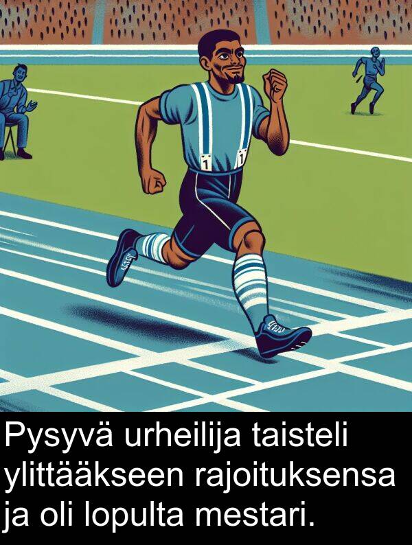 taisteli: Pysyvä urheilija taisteli ylittääkseen rajoituksensa ja oli lopulta mestari.