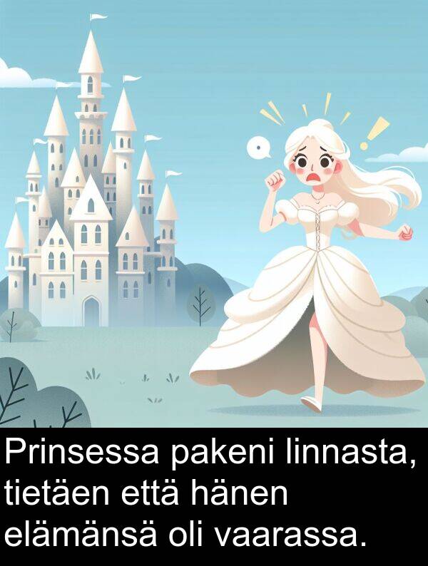 vaarassa: Prinsessa pakeni linnasta, tietäen että hänen elämänsä oli vaarassa.