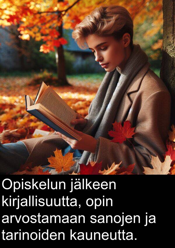 sanojen: Opiskelun jälkeen kirjallisuutta, opin arvostamaan sanojen ja tarinoiden kauneutta.