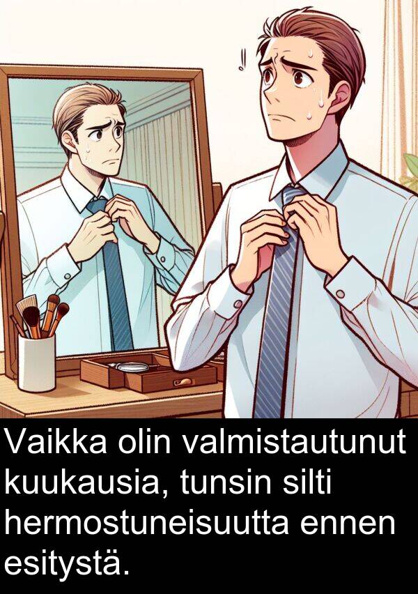 silti: Vaikka olin valmistautunut kuukausia, tunsin silti hermostuneisuutta ennen esitystä.
