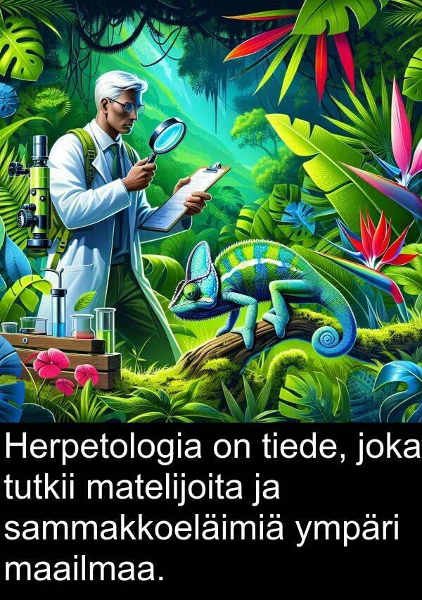 sammakkoeläimiä: Herpetologia on tiede, joka tutkii matelijoita ja sammakkoeläimiä ympäri maailmaa.
