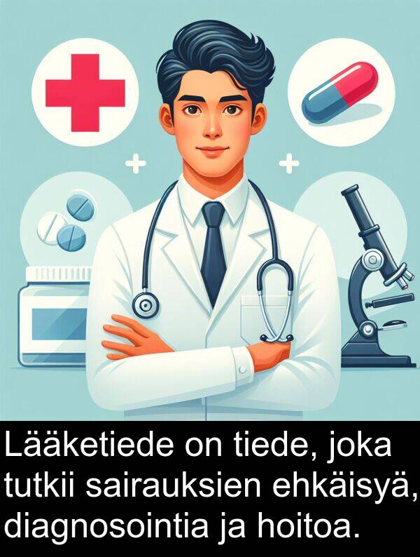 diagnosointia: Lääketiede on tiede, joka tutkii sairauksien ehkäisyä, diagnosointia ja hoitoa.