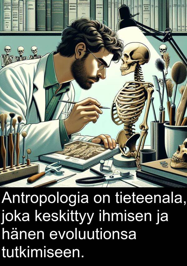 ihmisen: Antropologia on tieteenala, joka keskittyy ihmisen ja hänen evoluutionsa tutkimiseen.