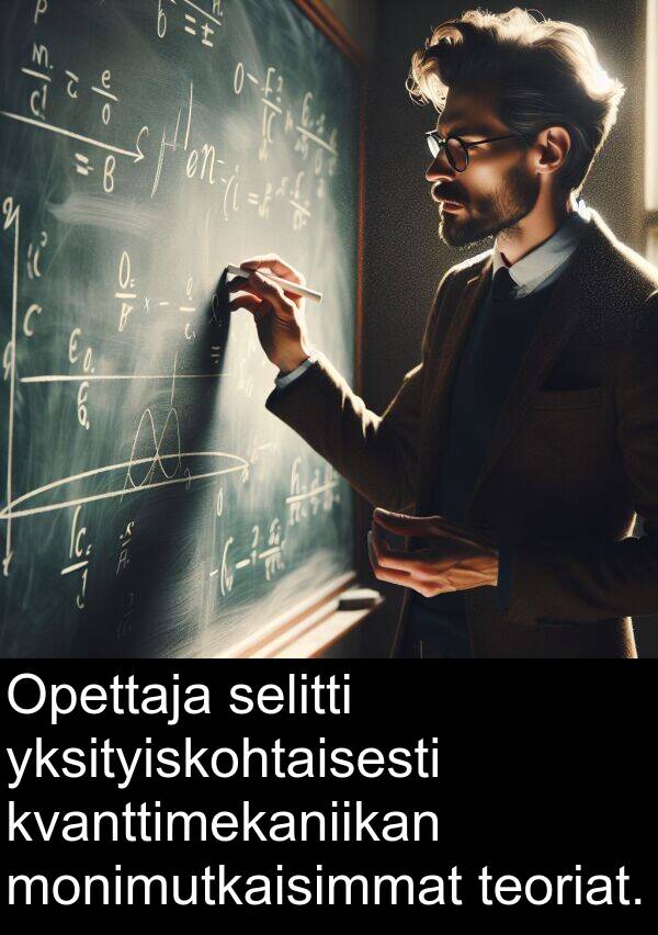 selitti: Opettaja selitti yksityiskohtaisesti kvanttimekaniikan monimutkaisimmat teoriat.
