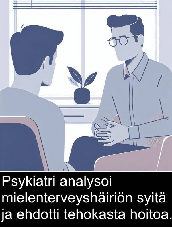 syitä: Psykiatri analysoi mielenterveyshäiriön syitä ja ehdotti tehokasta hoitoa.