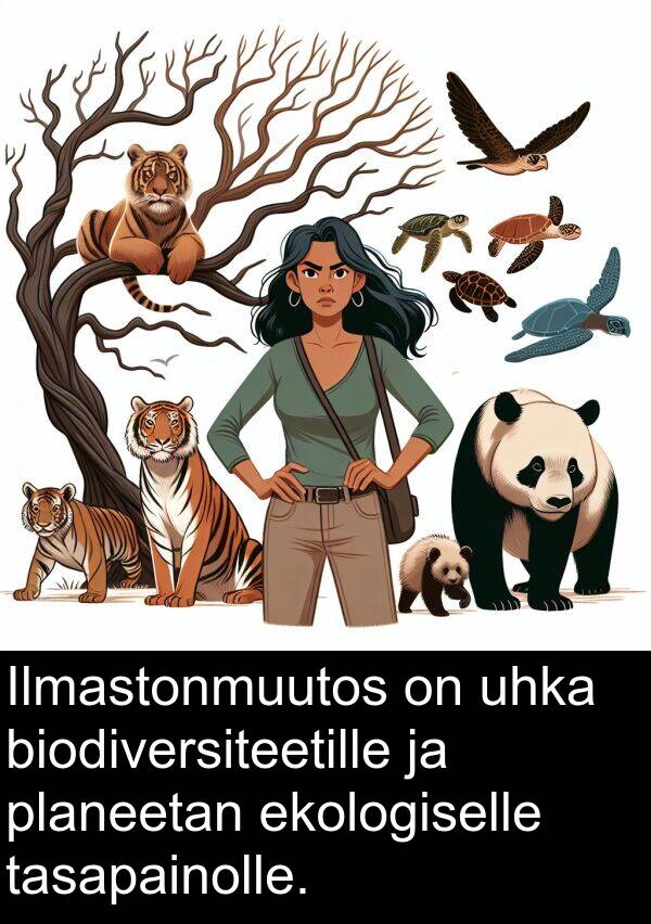 uhka: Ilmastonmuutos on uhka biodiversiteetille ja planeetan ekologiselle tasapainolle.