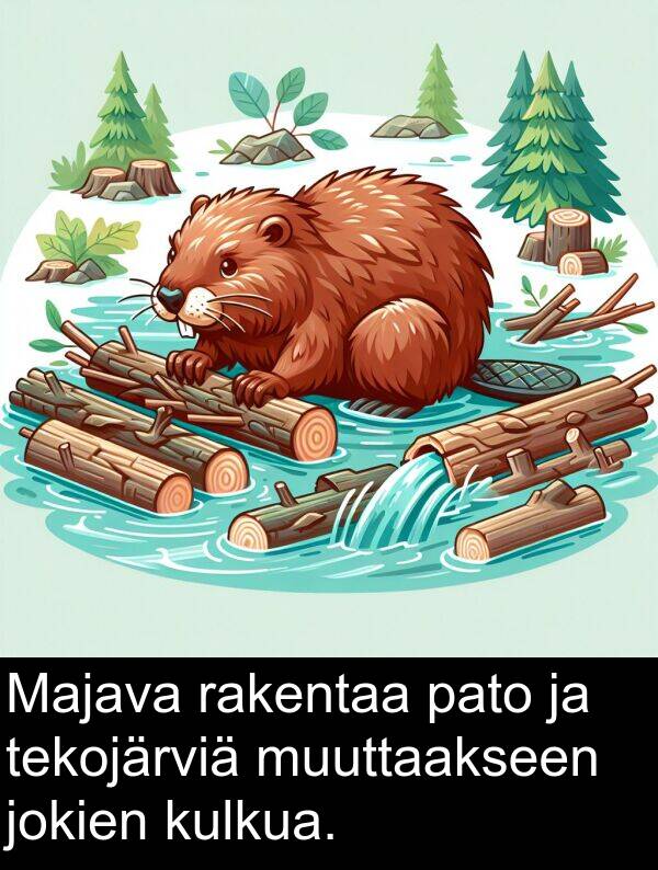 kulkua: Majava rakentaa pato ja tekojärviä muuttaakseen jokien kulkua.