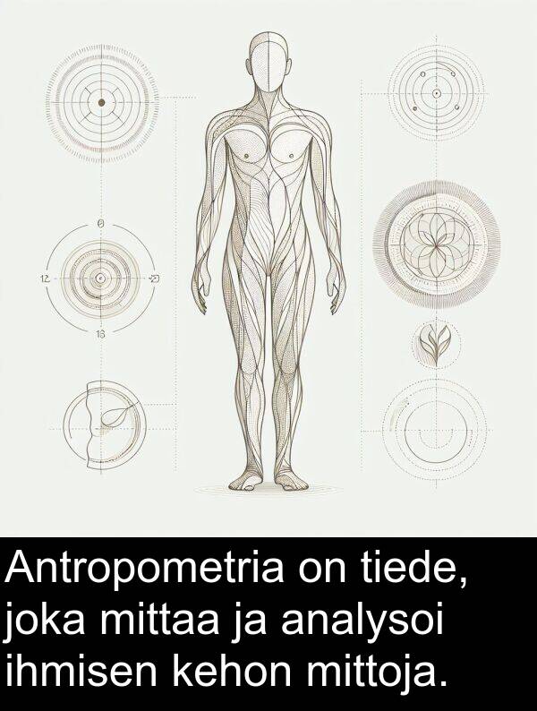 ihmisen: Antropometria on tiede, joka mittaa ja analysoi ihmisen kehon mittoja.