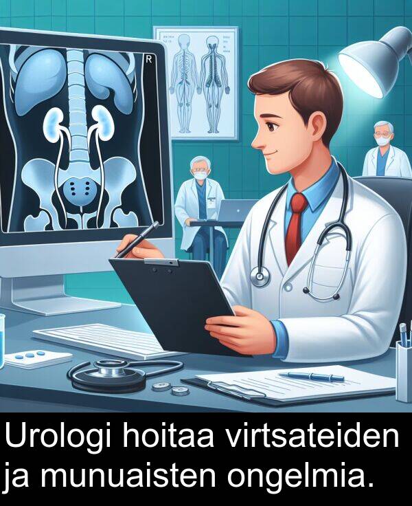 virtsateiden: Urologi hoitaa virtsateiden ja munuaisten ongelmia.