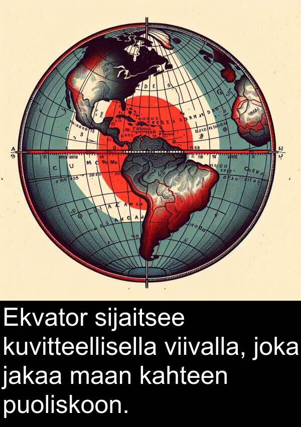 sijaitsee: Ekvator sijaitsee kuvitteellisella viivalla, joka jakaa maan kahteen puoliskoon.