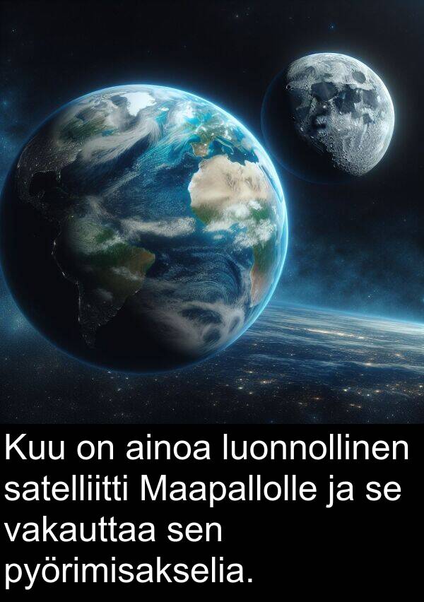 satelliitti: Kuu on ainoa luonnollinen satelliitti Maapallolle ja se vakauttaa sen pyörimisakselia.