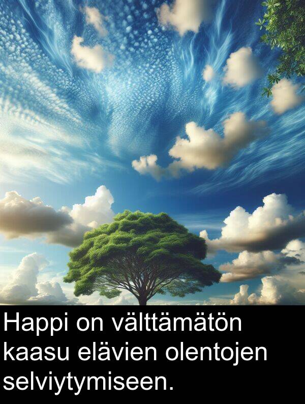 välttämätön: Happi on välttämätön kaasu elävien olentojen selviytymiseen.
