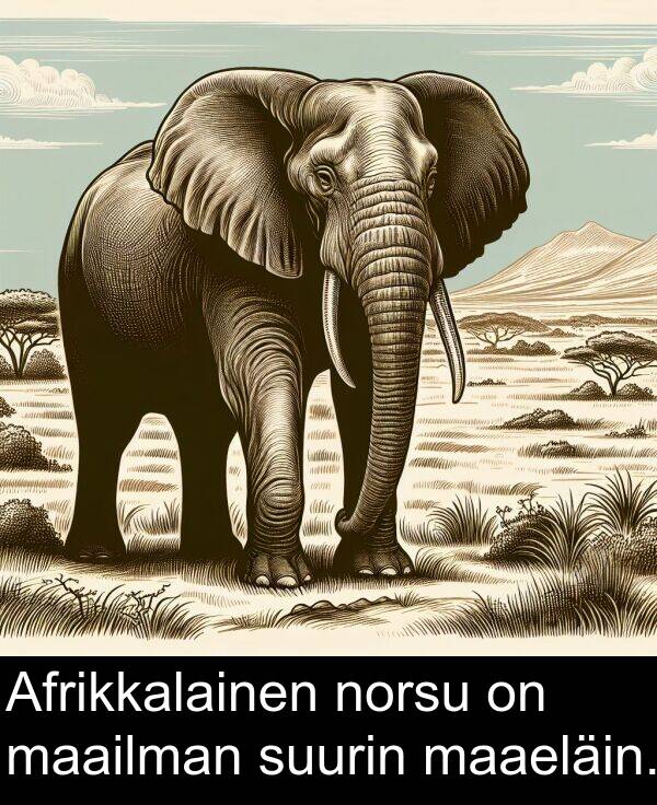 suurin: Afrikkalainen norsu on maailman suurin maaeläin.