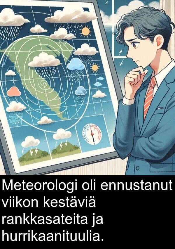 viikon: Meteorologi oli ennustanut viikon kestäviä rankkasateita ja hurrikaanituulia.