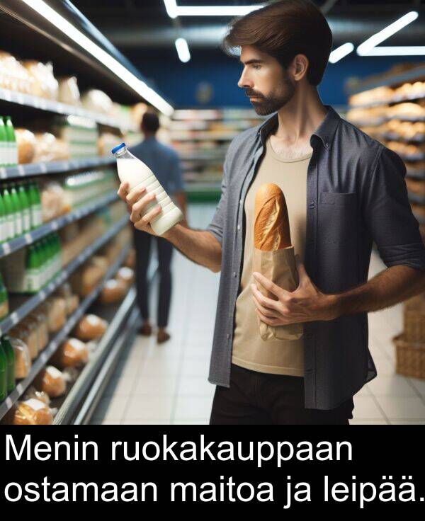 leipää: Menin ruokakauppaan ostamaan maitoa ja leipää.