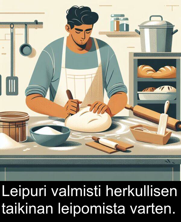 varten: Leipuri valmisti herkullisen taikinan leipomista varten.