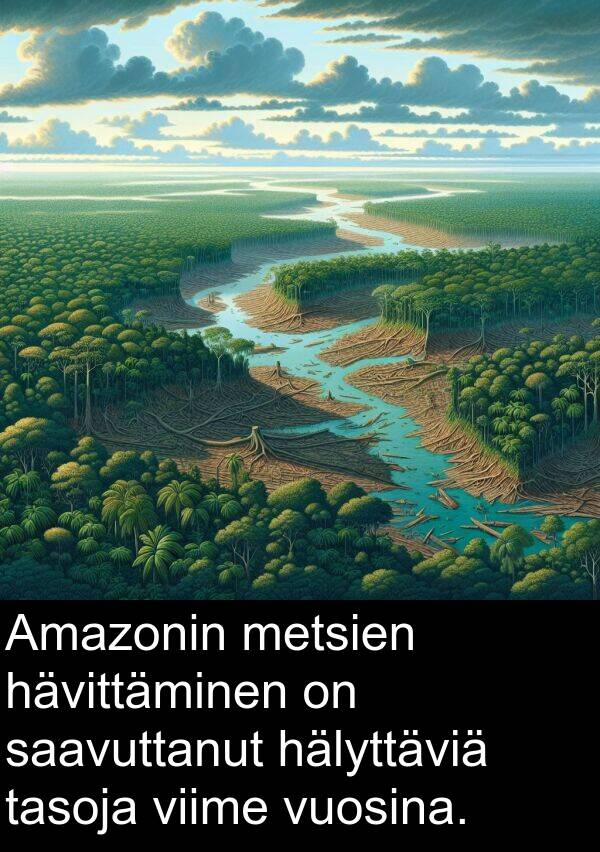 saavuttanut: Amazonin metsien hävittäminen on saavuttanut hälyttäviä tasoja viime vuosina.