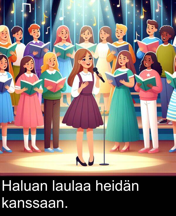 laulaa: Haluan laulaa heidän kanssaan.