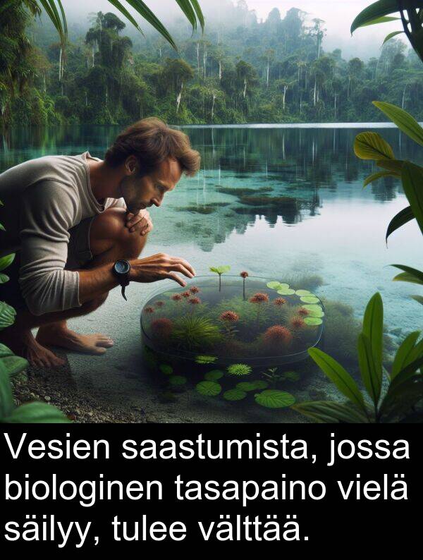 säilyy: Vesien saastumista, jossa biologinen tasapaino vielä säilyy, tulee välttää.