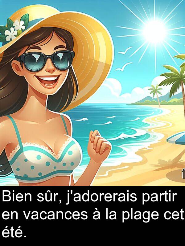 vacances: Bien sûr, j'adorerais partir en vacances à la plage cet été.
