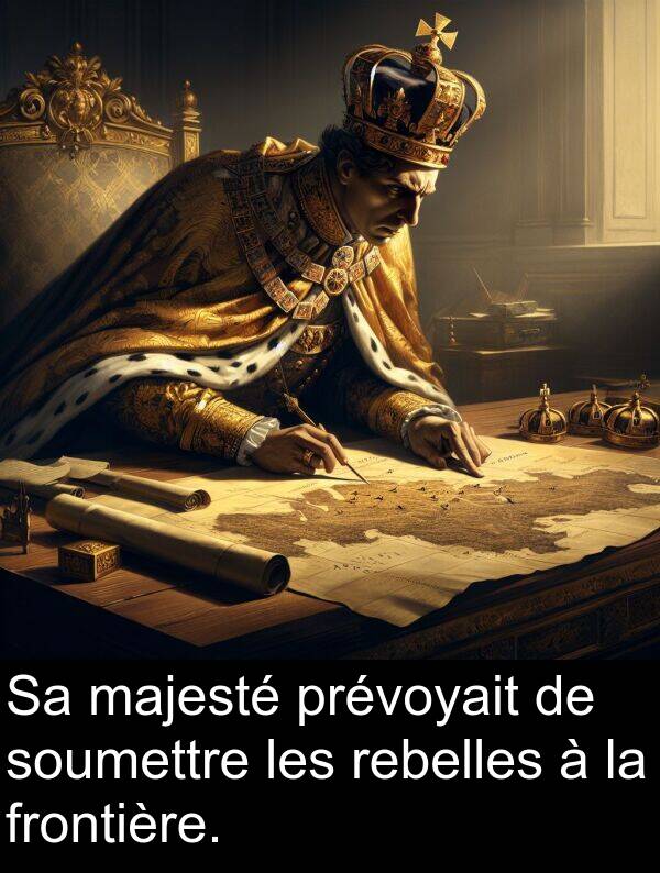 majesté: Sa majesté prévoyait de soumettre les rebelles à la frontière.
