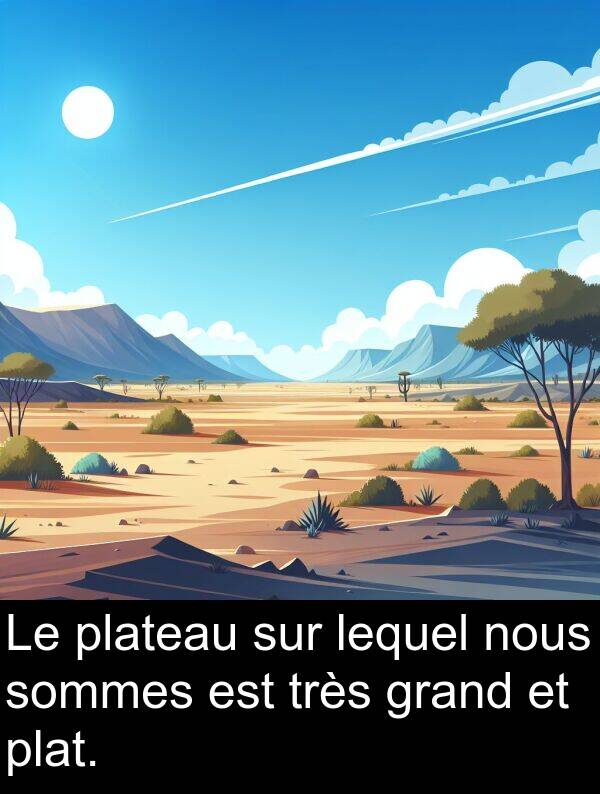sommes: Le plateau sur lequel nous sommes est très grand et plat.
