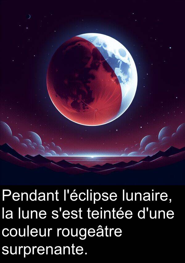 lune: Pendant l'éclipse lunaire, la lune s'est teintée d'une couleur rougeâtre surprenante.