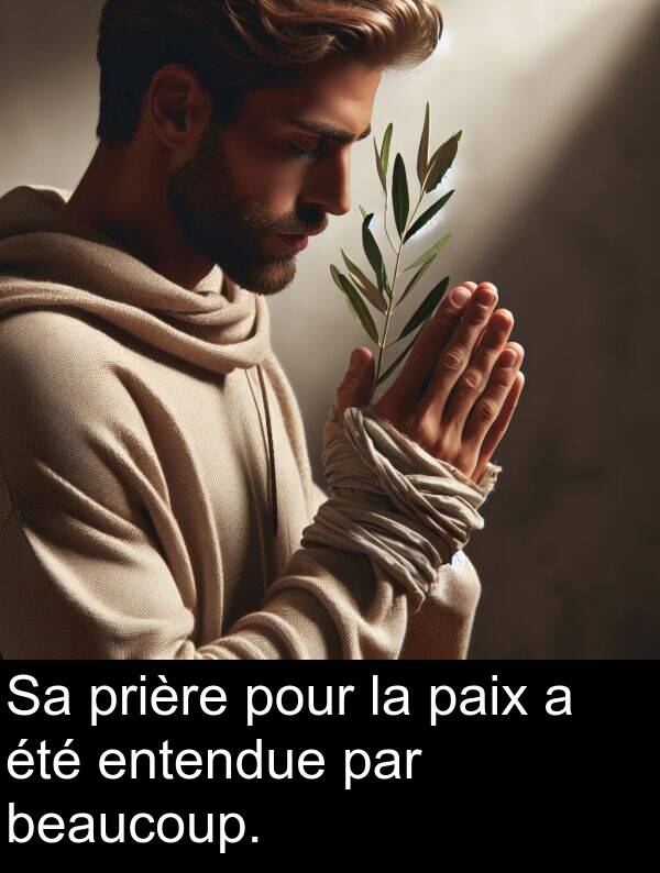 beaucoup: Sa prière pour la paix a été entendue par beaucoup.