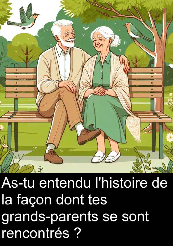 tes: As-tu entendu l'histoire de la façon dont tes grands-parents se sont rencontrés ?