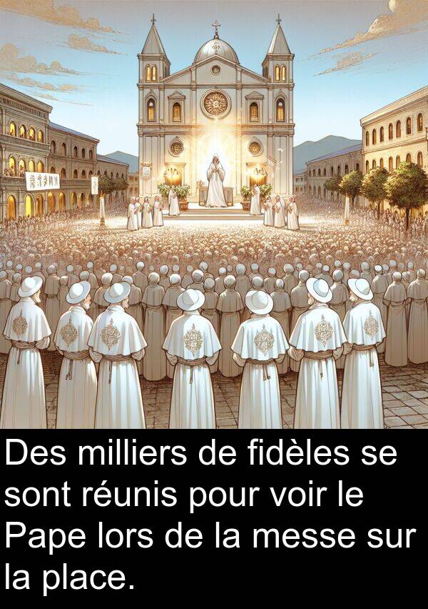 place: Des milliers de fidèles se sont réunis pour voir le Pape lors de la messe sur la place.