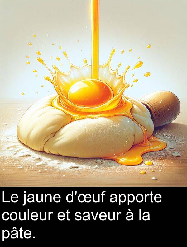 saveur: Le jaune d'œuf apporte couleur et saveur à la pâte.